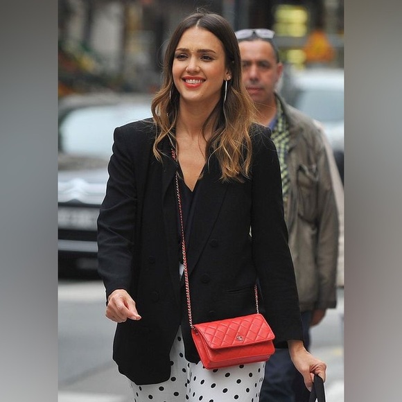 New! Authenticated Chanel CC Patent Leather CORAL RED MINI Bag SHW WOC - Picture 9 of 16